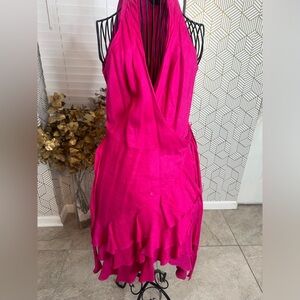 NWT RALPH LAUREN Wraparound Cross Over Adjustable Ruffles Dress Pink Sz 2 like M